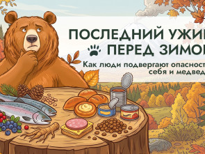 Последний ужин перед зимой. Медведи выходят к людям