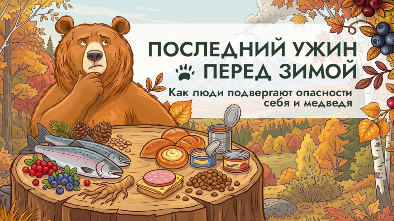 Последний ужин перед зимой. Медведи выходят к людям